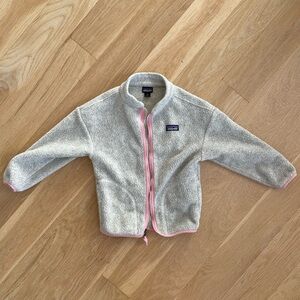 Patagonia Fleece 4T - Cream with Pink Trim